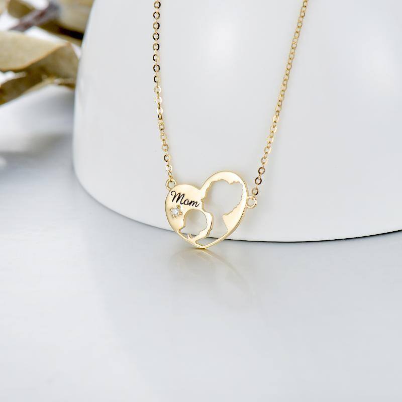 Collier avec pendentif en forme de coeur en or 14K-3