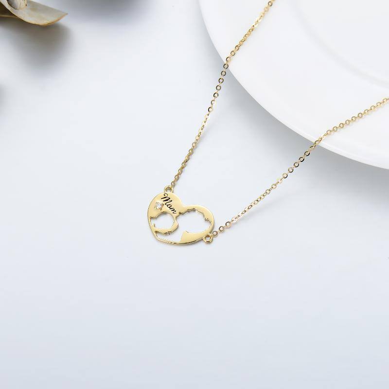 Collier avec pendentif en forme de coeur en or 14K-4