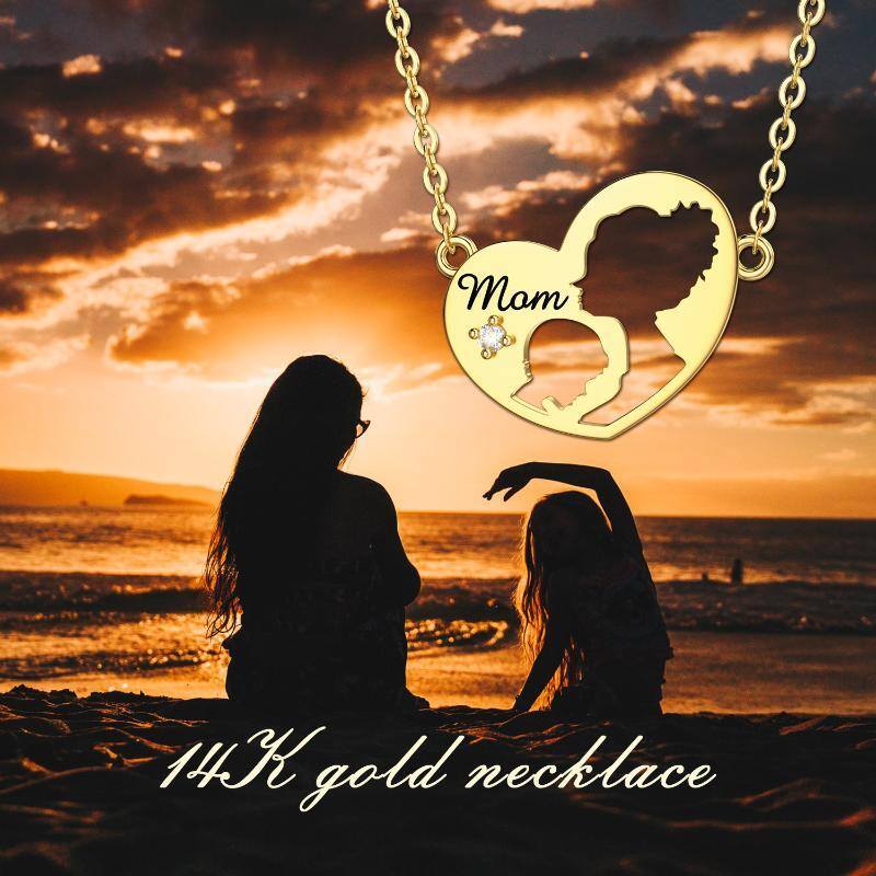 Collier avec pendentif en forme de coeur en or 14K-6