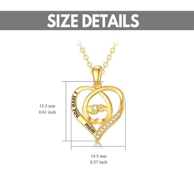 14K Gold Heart Pendant Necklace with Engraved Word-5