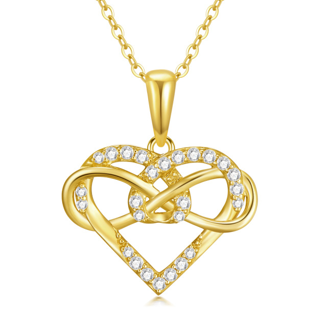 Collana con ciondolo a forma di cuore in zirconia cubica in oro 14K-1