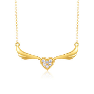 14K Gold Cubic Zirconia Heart Pendant Necklace-2