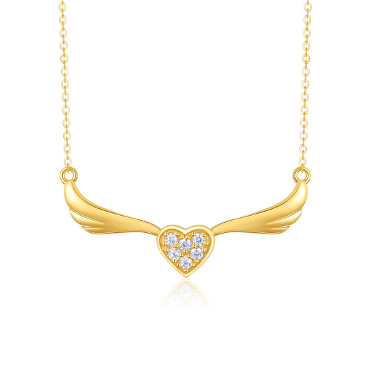 14K Gold Cubic Zirconia Heart Pendant Necklace