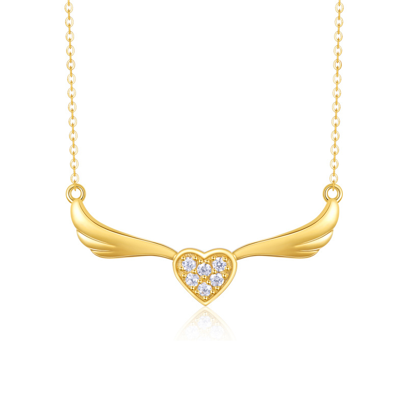 10K Gold Cubic Zirconia Heart Pendant Necklace-14