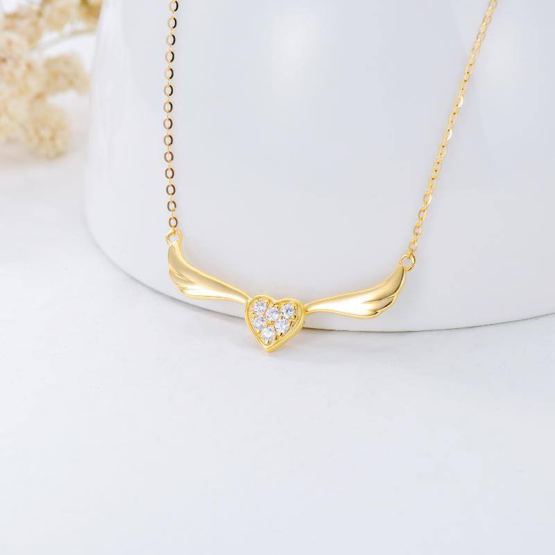 10K Gold Cubic Zirconia Heart Pendant Necklace-3