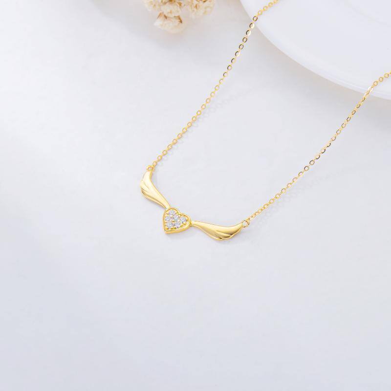 10K Gold Cubic Zirconia Heart Pendant Necklace-4
