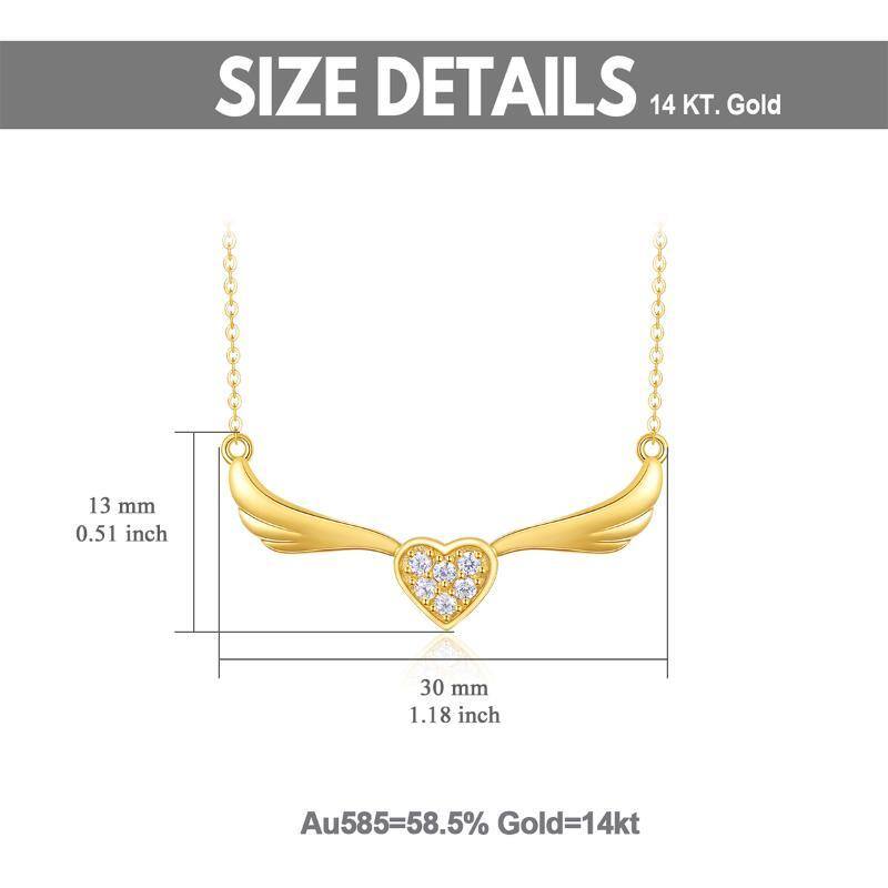 10K Gold Cubic Zirconia Heart Pendant Necklace-5