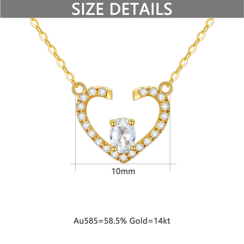 18K Gold Cubic Zirconia Heart Pendant Necklace-5