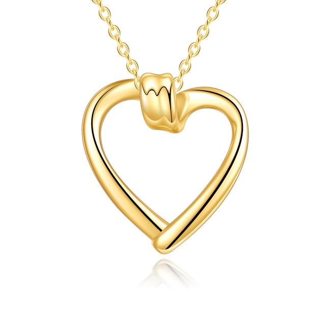 Collier avec pendentif en forme de coeur en or 14K-1