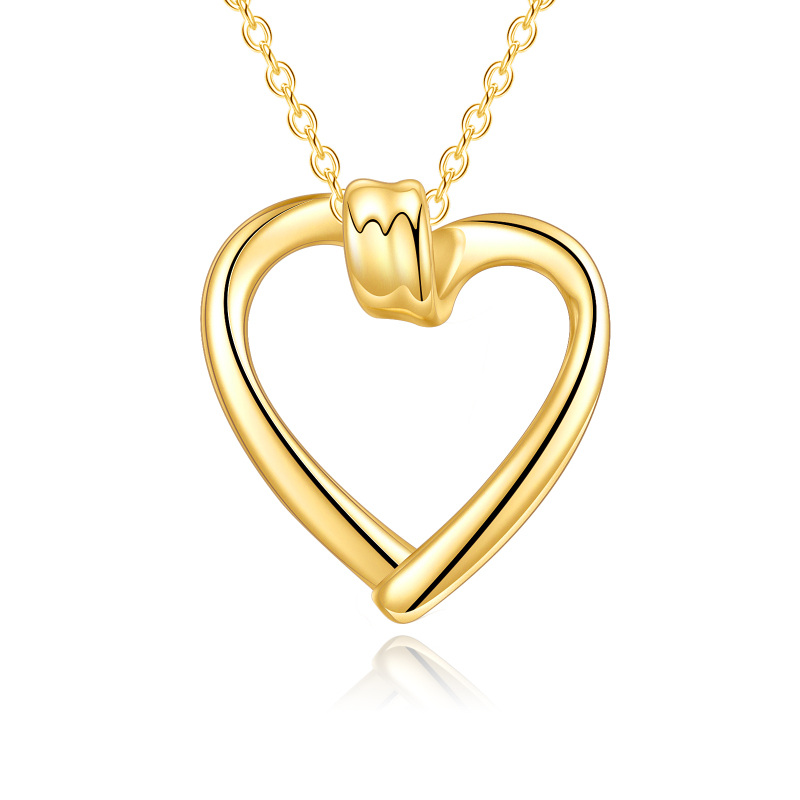 18K Gold Heart Pendant Necklace-1