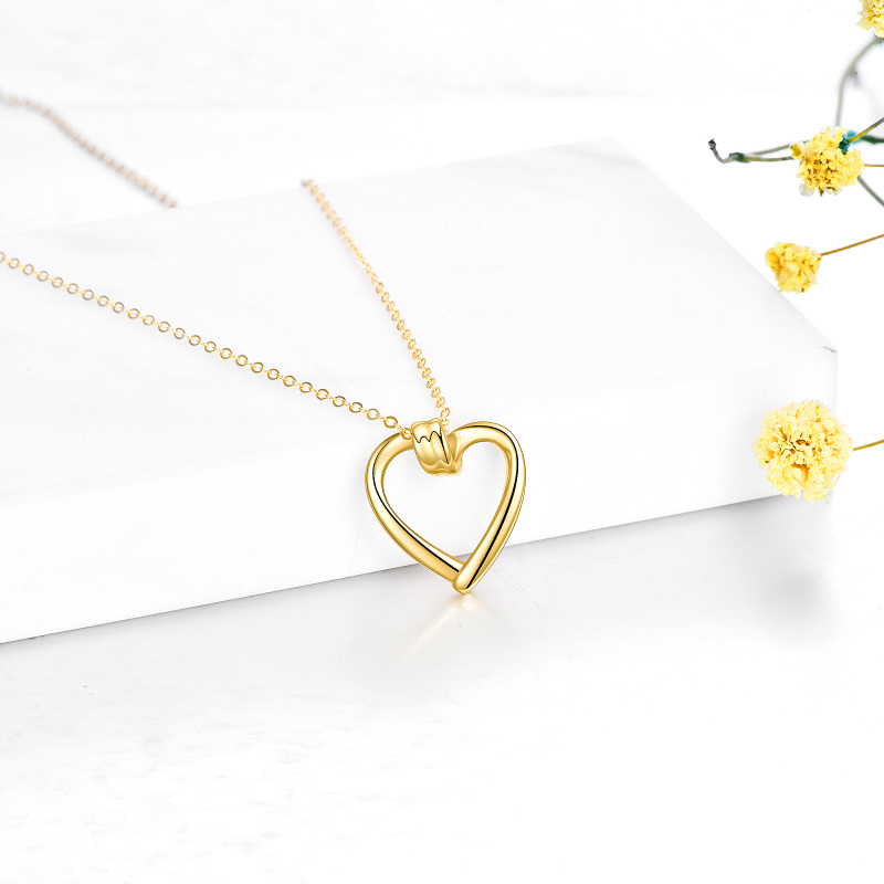 18K Gold Heart Pendant Necklace-3