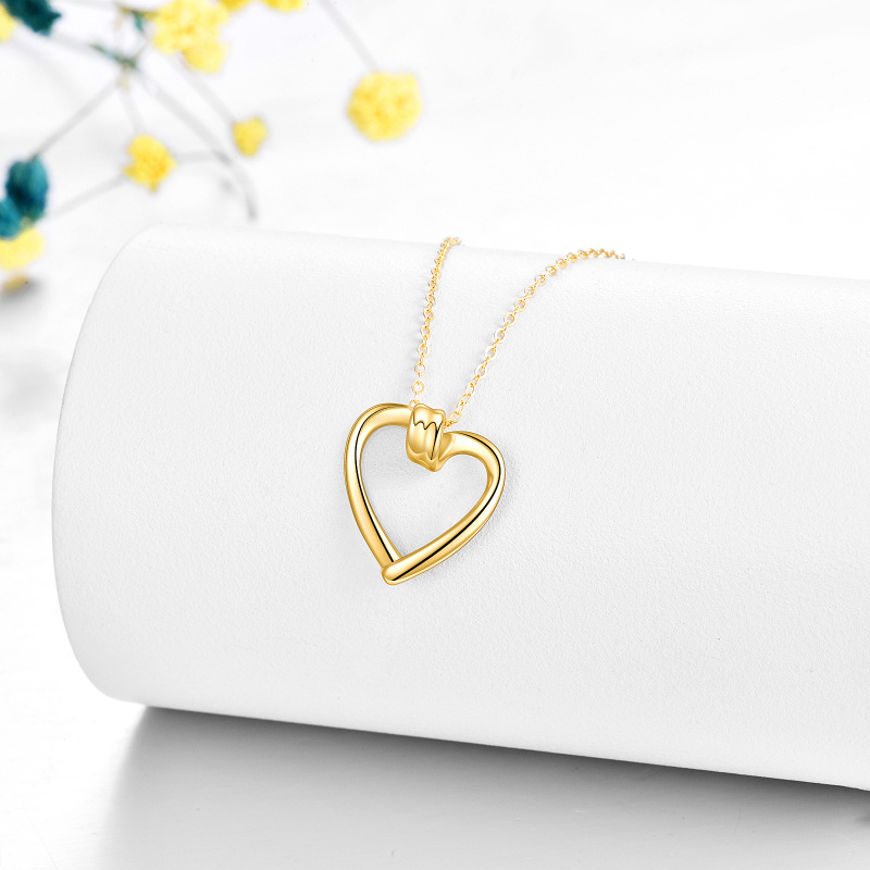 18K Gold Heart Pendant Necklace-4