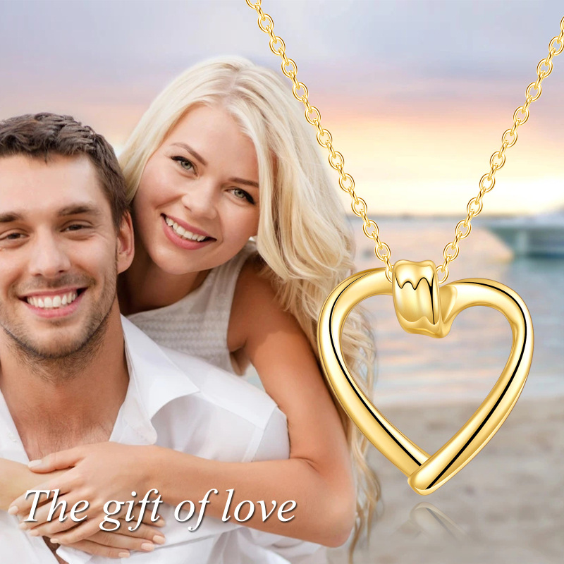 18K Gold Heart Pendant Necklace-5