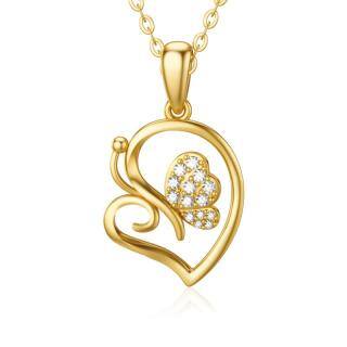 Collar Colgante Corazón Zirconia Cúbica Oro 10K-9