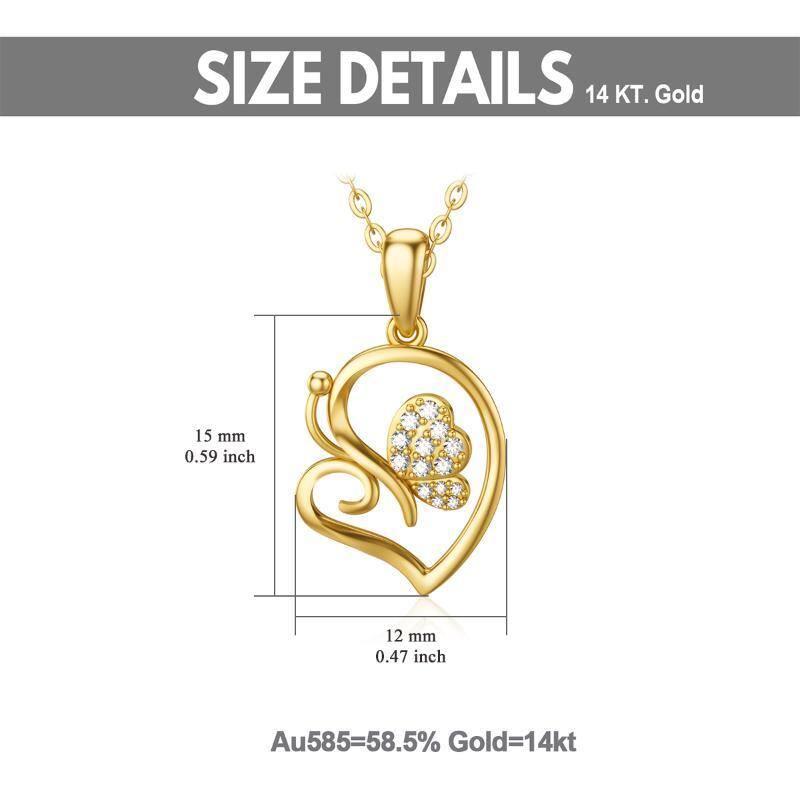 10K Gold Cubic Zirconia Heart Pendant Necklace-6