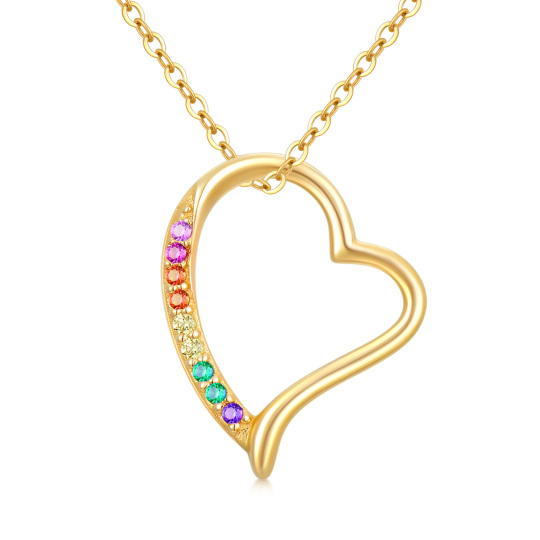 Collana con ciondolo a forma di cuore in oro 14K con zirconia cubica