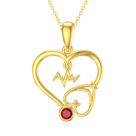 14K Gold Cubic Zirconia Heart Pendant Necklace