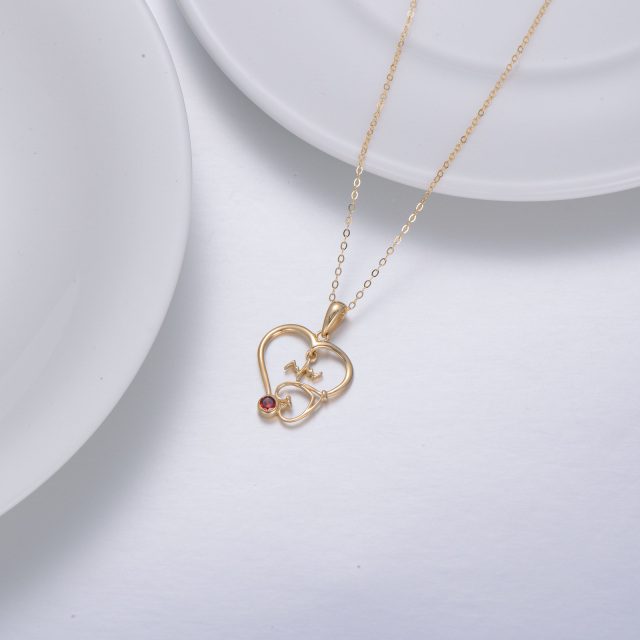 14K Gold Cubic Zirconia Heart Pendant Necklace-3