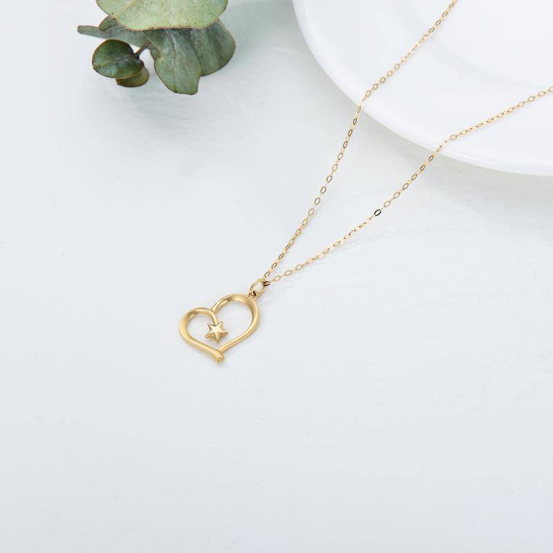 14K Gold Heart Pendant Necklace-3