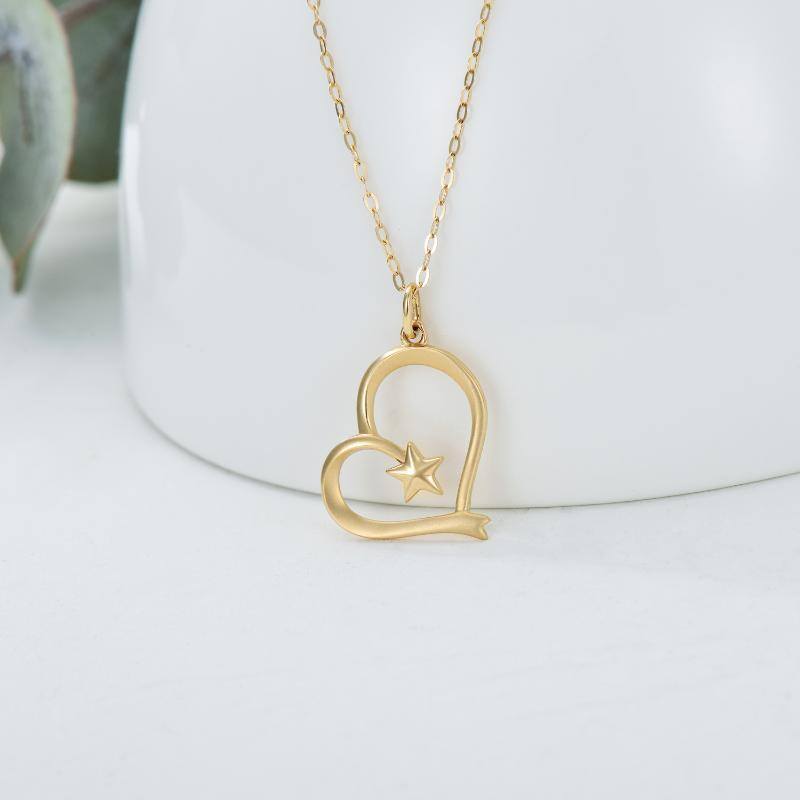 10K Gold Heart Pendant Necklace-4