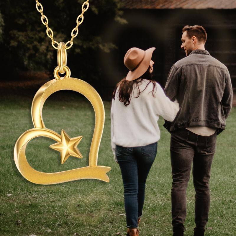 10K Gold Heart Pendant Necklace-5