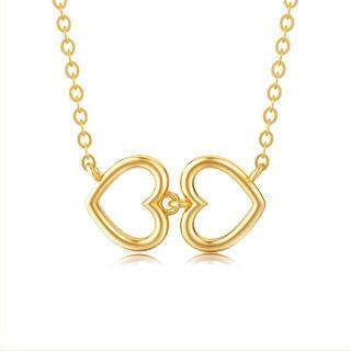 10K Gold Heart Interlocking Pendant Necklace For Women-46