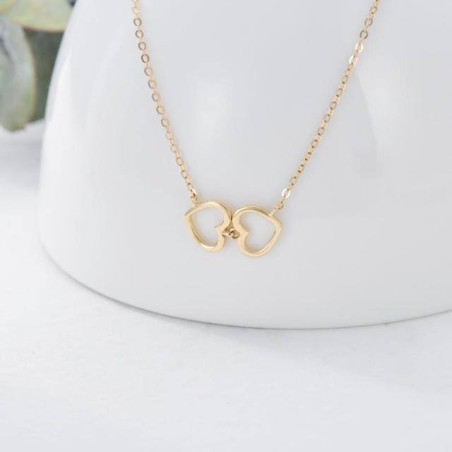 Collar Colgante Corazón Con Corazón Oro 14K-3