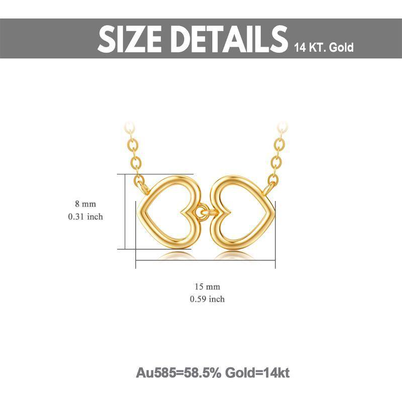 قلادة من الذهب عيار 10 قيراط على شكل قلب متشابك للنساء-5