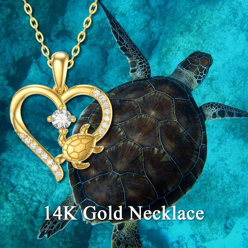 10K Gold Cubic Zirconia Heart Pendant Necklace-4