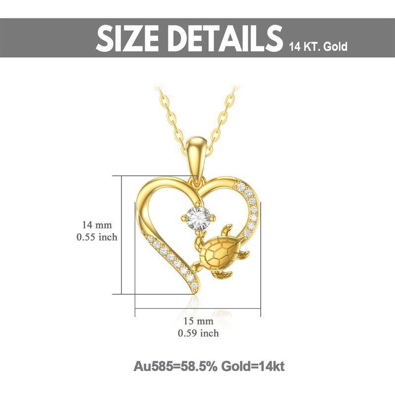 14K Gold Cubic Zirconia Heart Pendant Necklace-5