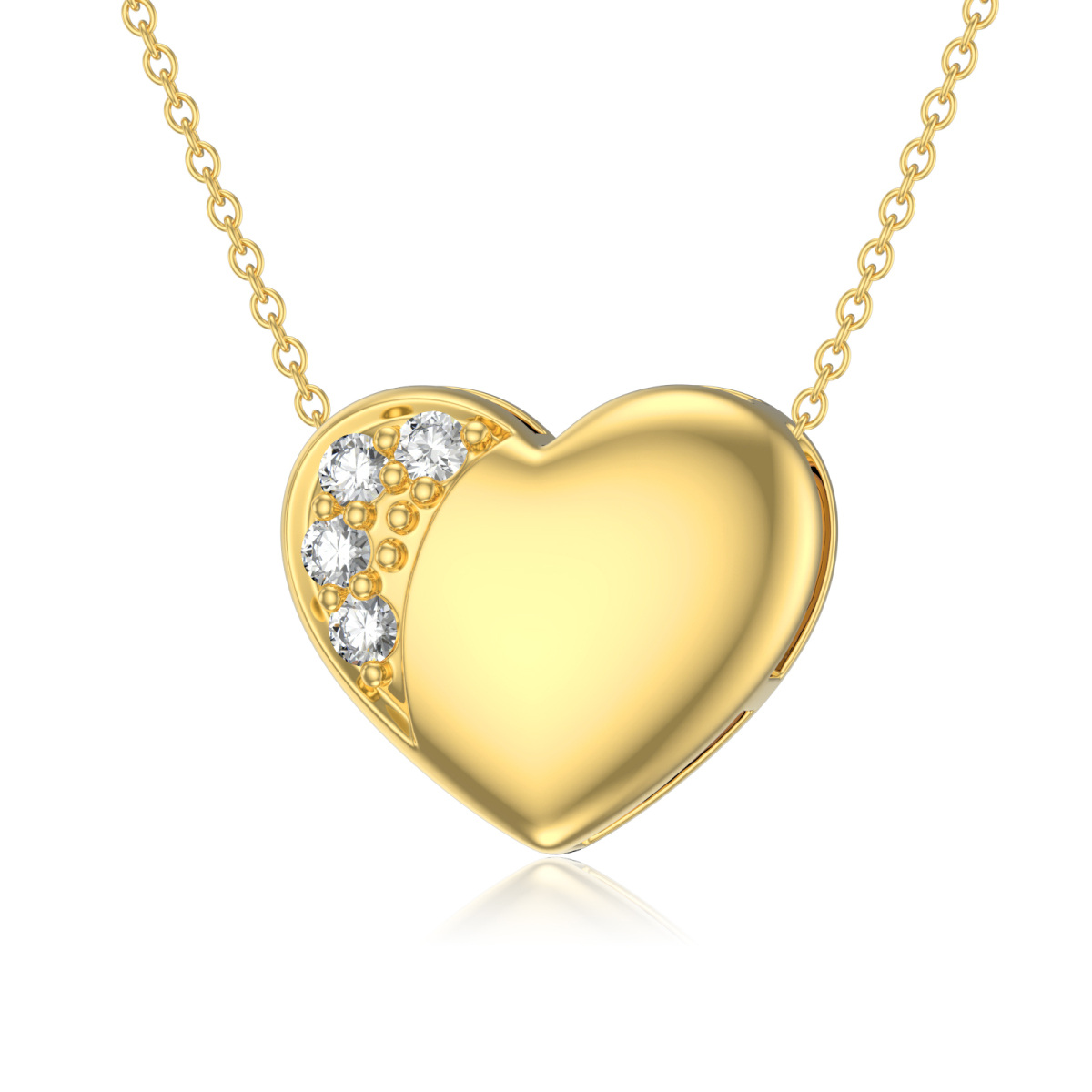 14K Gold Cubic Zirconia Heart Pendant Necklace-1