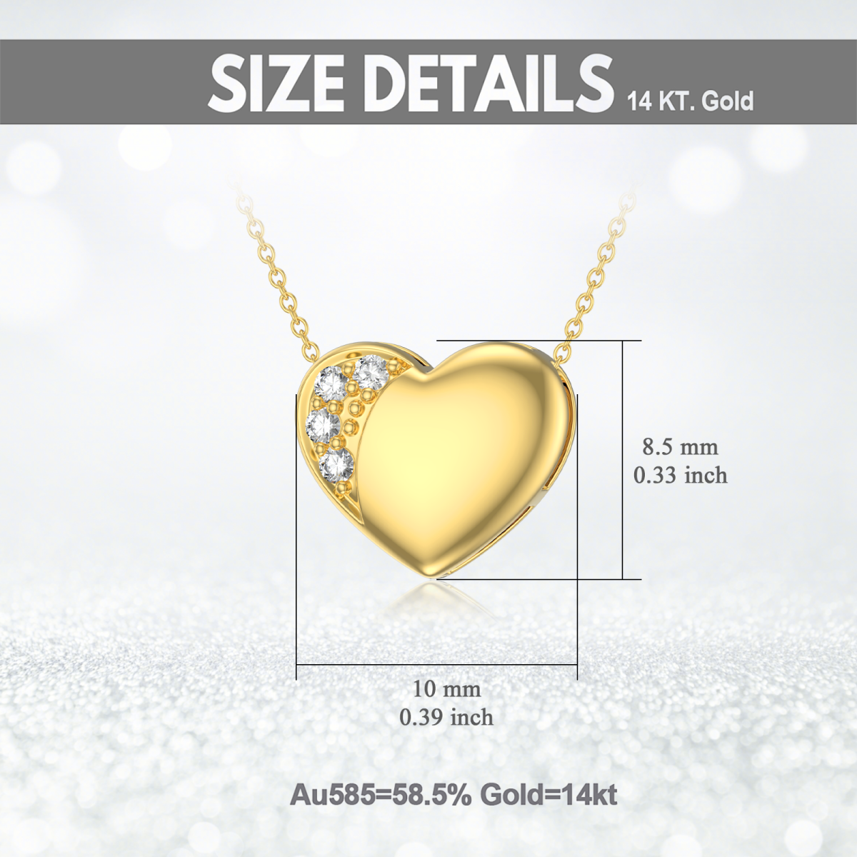 14K Gold Cubic Zirconia Heart Pendant Necklace-5