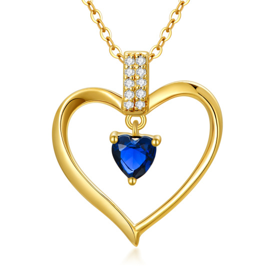 14K Gold Cubic Zirconia Heart Pendant Necklace