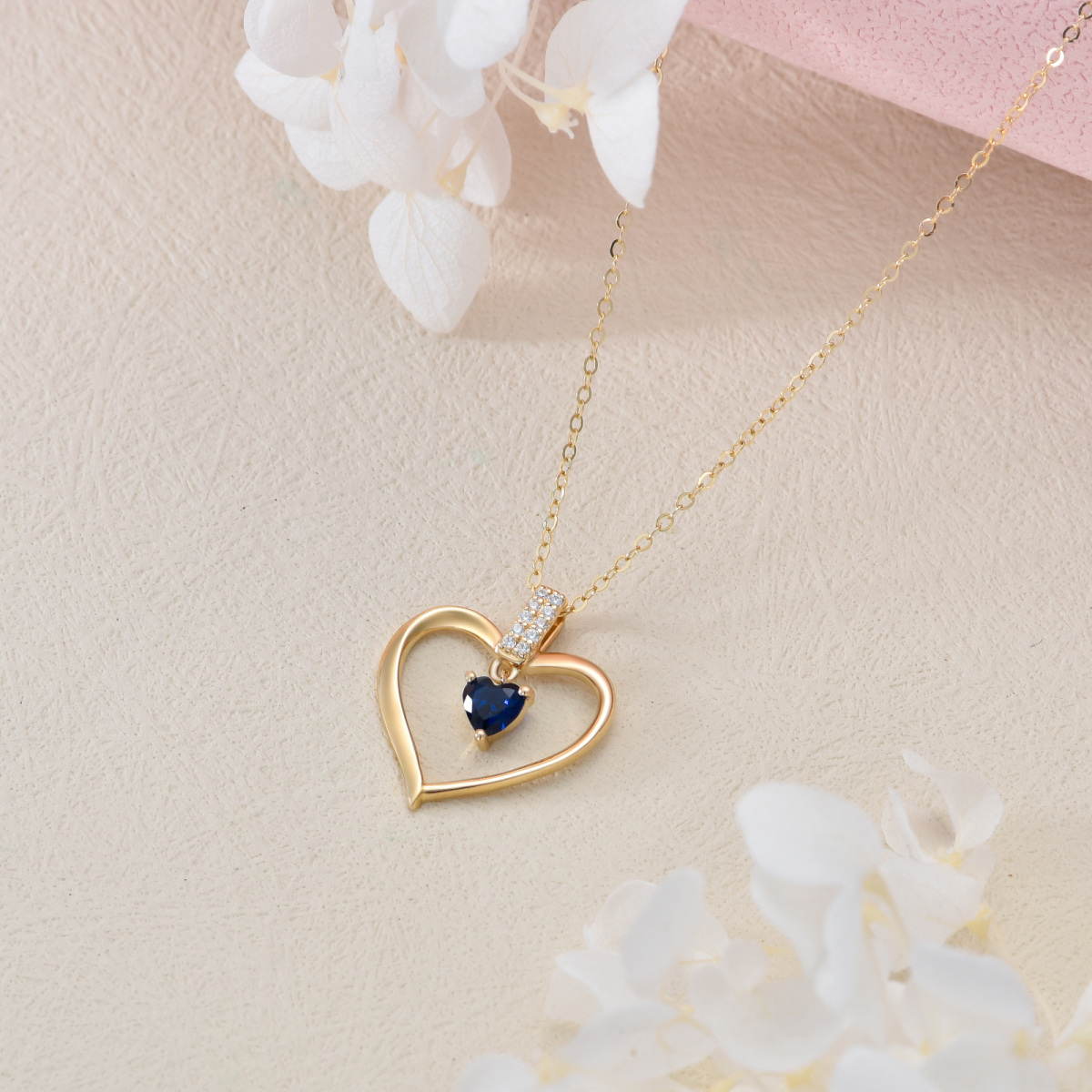 14K Gold Cubic Zirconia Heart Pendant Necklace-5