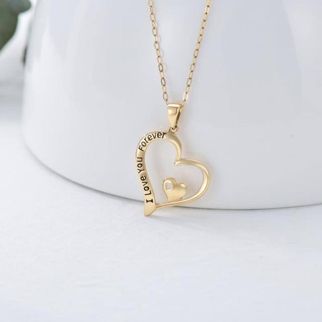 Collier avec pendentif en forme de coeur en or 14K-3