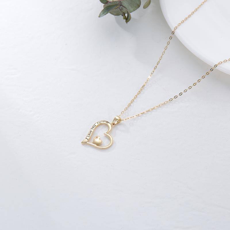 Collier avec pendentif en forme de coeur en or 14K-4