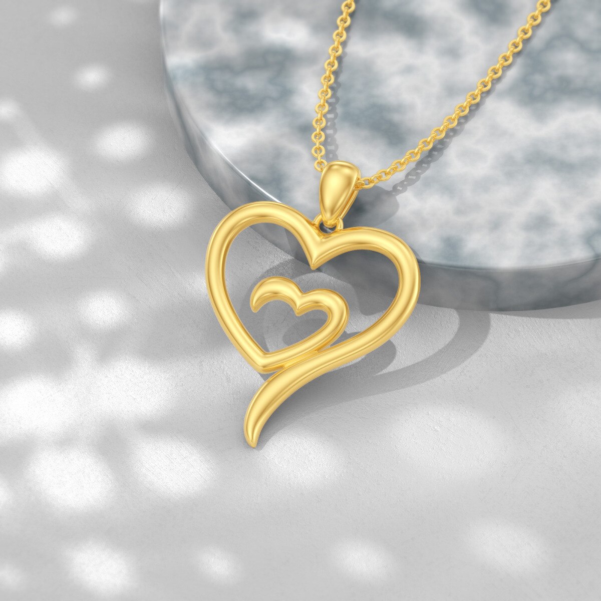 Collier avec pendentif en forme de coeur en or 14K-3