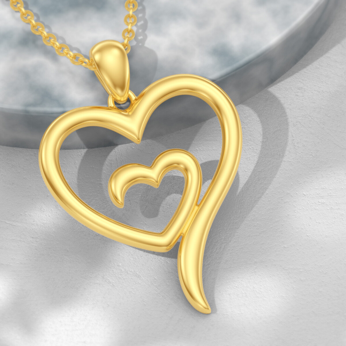 Collier avec pendentif en forme de coeur en or 14K-4