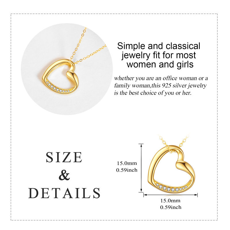 10K White Gold Cubic Zirconia Heart Pendant Necklace-6