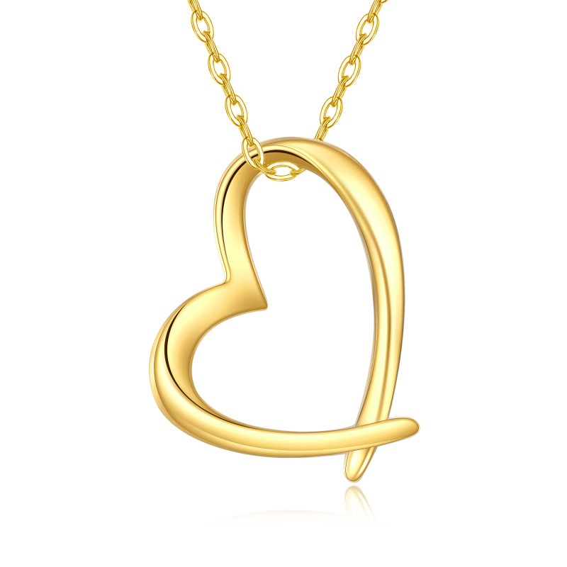 10K Gold Heart Pendant Necklace-1