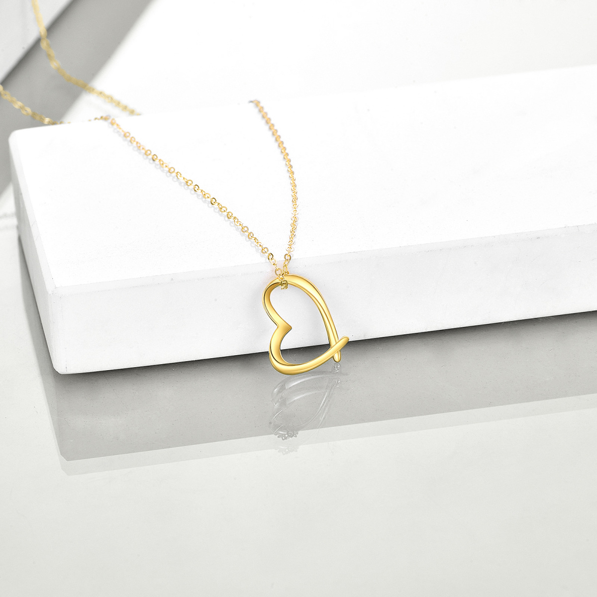 Collier avec pendentif en forme de coeur en or 14K-3