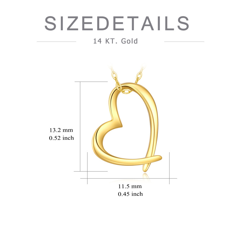 Collar con colgante de corazón de oro blanco de 10 quilates-5