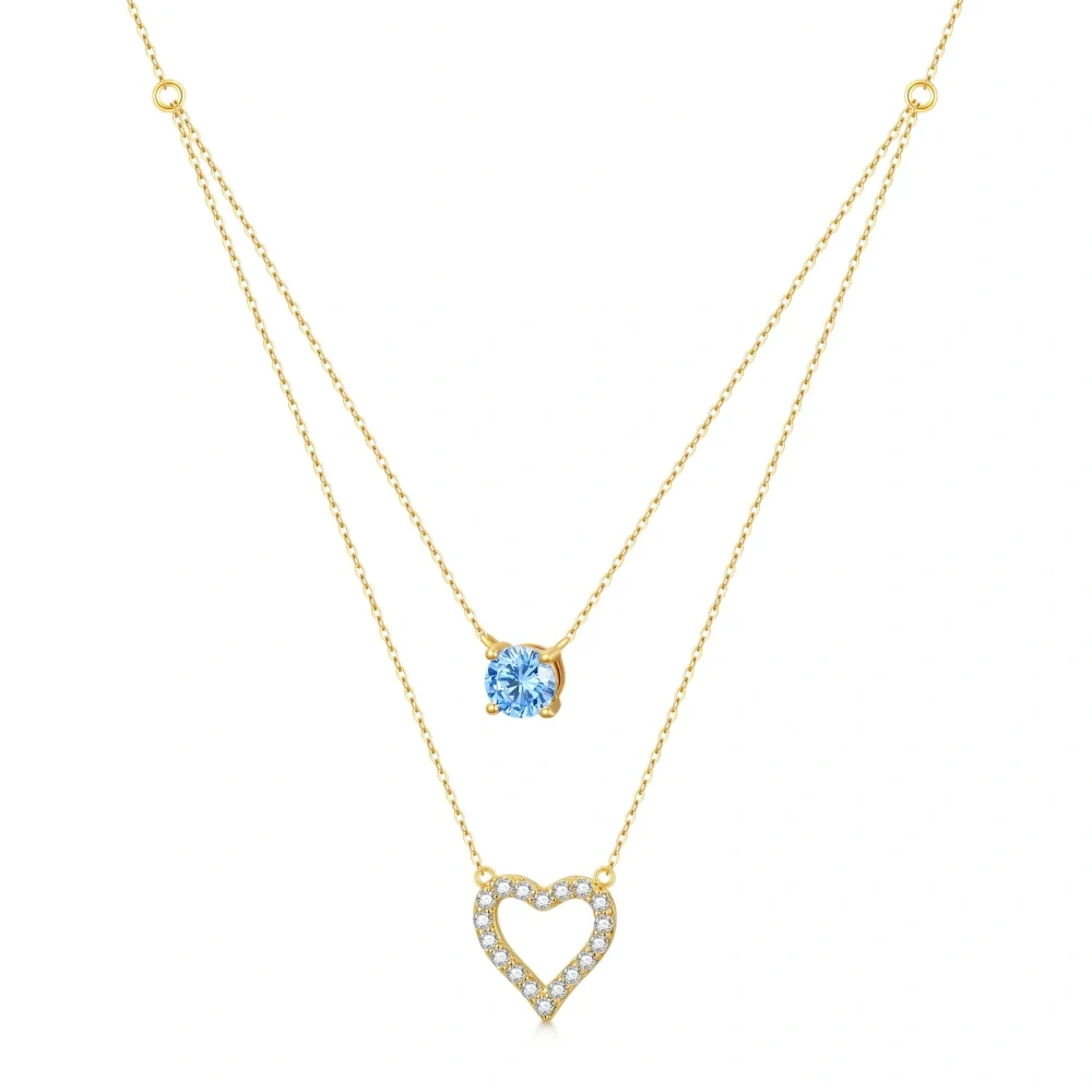 Collar Colgante Corazón Zirconia Cúbica Oro 10K-1