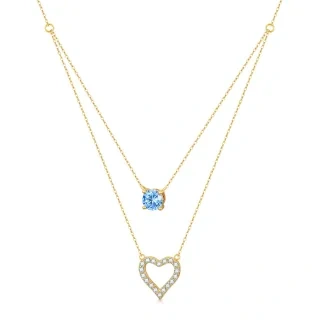 10K Gold Cubic Zirconia Heart Pendant Necklace-14