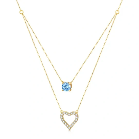 14K Gold Cubic Zirconia Heart Pendant Necklace