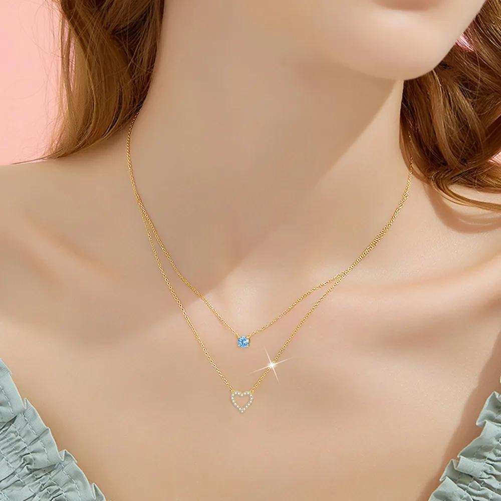 Collar Colgante Corazón Zirconia Cúbica Oro 10K-2
