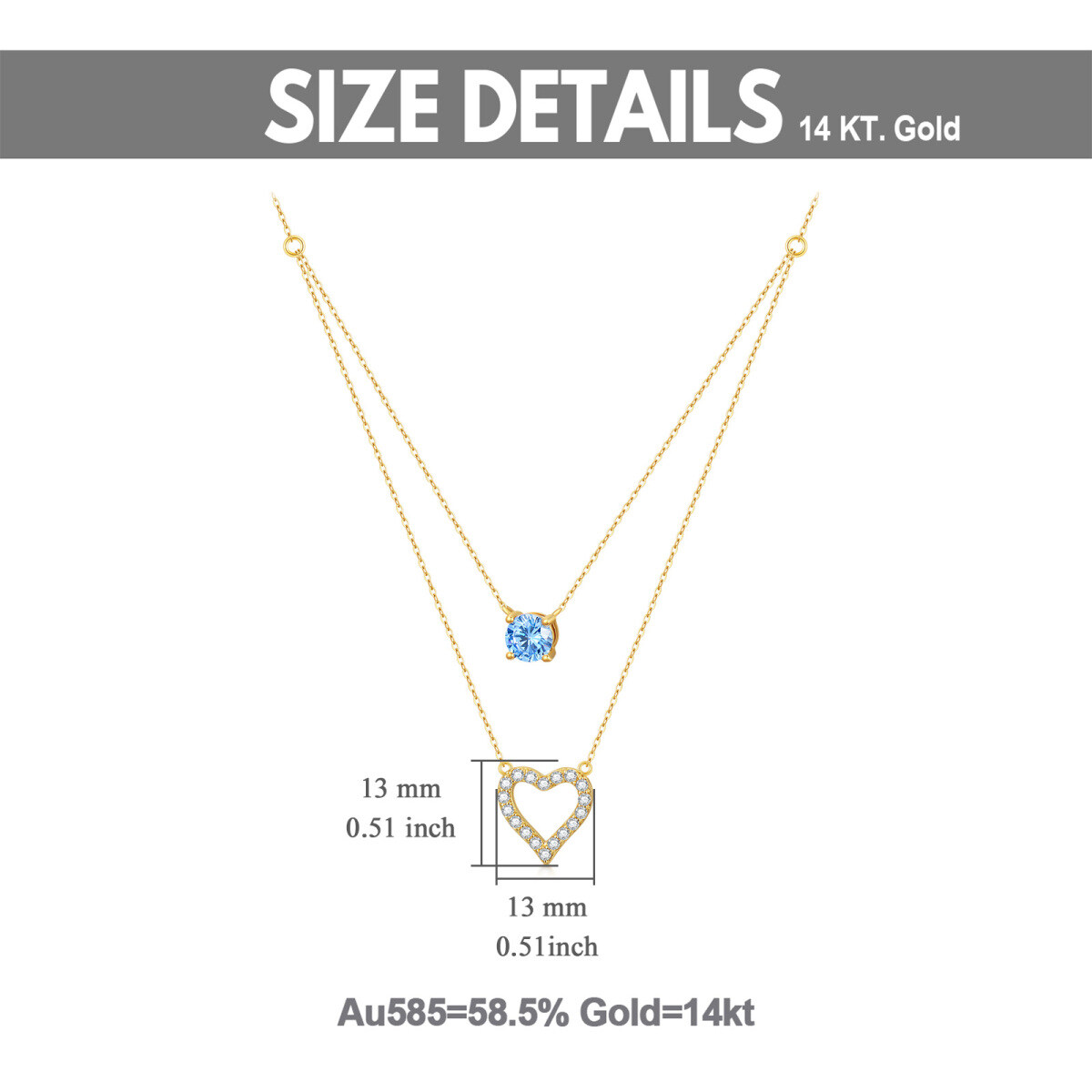 Collar Colgante Corazón Zirconia Cúbica Oro 18K-5