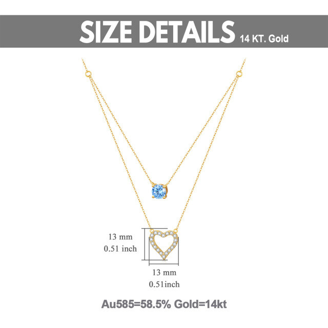 Collier à pendentif cœur en or 14K à zircon cubique-5