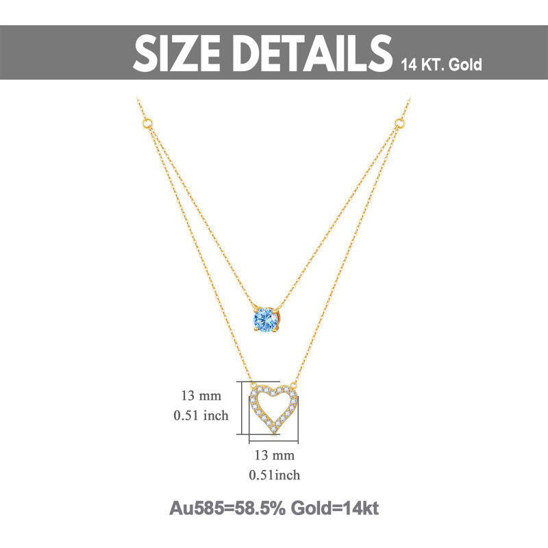 10K Gold Cubic Zirconia Heart Pendant Necklace-5