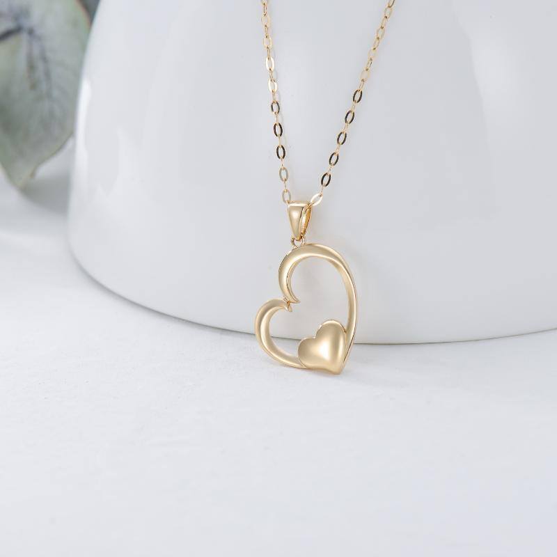 Collier avec pendentif en forme de coeur en or 14K-3